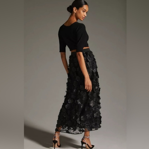 Anthropologie Black Floral Skirt - Picture 2 of 15